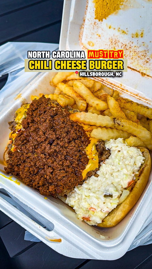 🗣NC Best Chili Cheese Burger? - Hillsborough, NC 😱

Trap! This burger so big you might need to call a tow truck to get it home! We’ve received hundreds of request to check out this spot so thank you all for not gatekeeping.

So here I go, pulling up to one of Hillsborough’s oldest black owned restaurants. With over 1,000 raving google reviews and tons of you saying it’s “LIKE THAT”, I’m happy to report that the Duke Chili Cheese Burger is easily one of THE BEST Chili Burgers in the State! 🍰🚗💨 Enough said, your turn to get 🅃🅁🄰🄿🄿🄴🄳!

PROTIPS:
🚨 Open Mon-Sat
⛔️ ALL food made to order!
📌 Be patient “IF” there are crowds

•••••••••••••••
📍@bigbobcitygrill ⭐️ 5 out of 5
584 Cornelius St, Hillsborough, NC 27278
•••••••••••••••