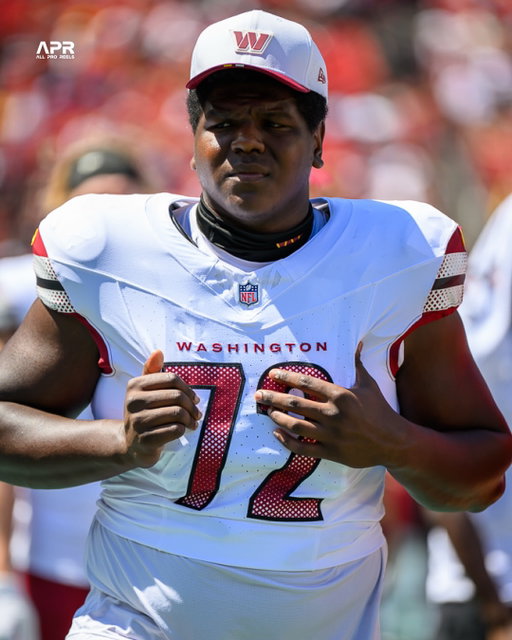 Washington Commanders head coach Dan Quinn on rookie Josh Conerly Jr. transitioning from left to right tackle:

“One of the things that jumped out more than even left to right was in the run game. And I thought he would make that transition just athletically, he’ll put it in, and guys have moved that one. I’m not going to say I was surprised by it, but the run game part of him was even better than I had thought.

Sometimes you think of an athletic tackle and you automatically, your mind goes to pass protection, but he’s a very strong run defender. He can clamp on you, he can move you. You saw that with some double teams the other day. We’ve seen him pull, so that would be, probably, as big a shift for me as it was even from left to right, is in the run game. I thought he’d acclimate to that just based on the athleticism, but the running game part, I’ve certainly been impressed by that so far.”