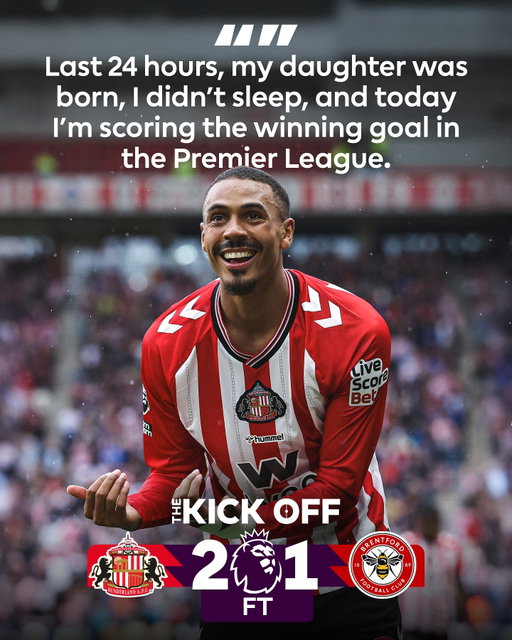 Wilson Isidor dedicated Sunderland’s winning goal to his daughter, who was born in the last 24 hours 🥹