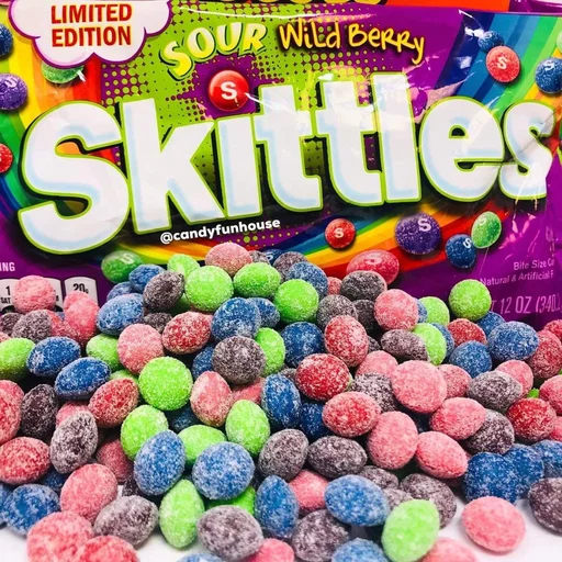AVAILABLE NOW! They're back!! LIMITED EDITION Skittles Sour Wild Berry Candy. Made for sour candy-fanatics. 🤤

This pack of Skittles Sour Wild Berry Candies includes a mix of Sour Strawberry, Sour Berry Punch, Sour Wild Cherry, Sour Melon Berry, and Sour Raspberry flavours. 

#newcandy #candyfunhouse #foodie