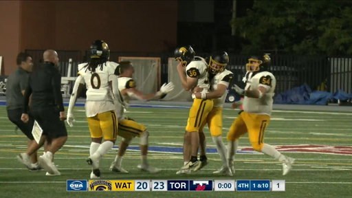 Evan Astolfo from 57-yards sends the game to OT and locks up the new #OUA record for longest field goal. 🤯

#QuestForTheCup