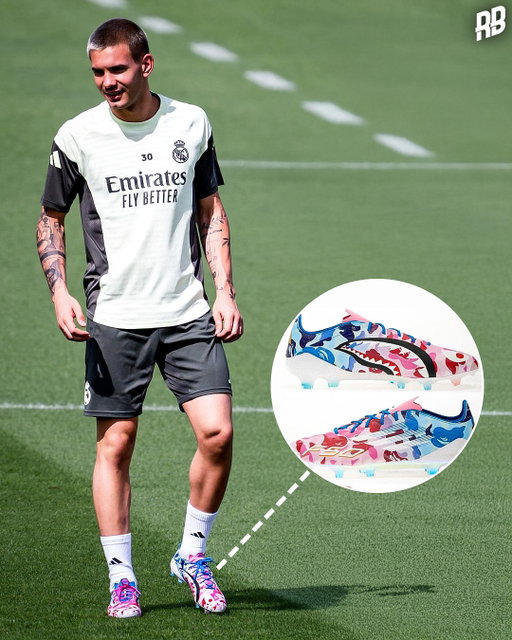 Yeah this is hard. Franco Mastantuono really pulled up to Real Madrid training during the week wearing these Adidas x Bape boots 🤝🔥

These are an exclusive drop which Franco showcased during training… What we saying, would you cop these boots? 👀