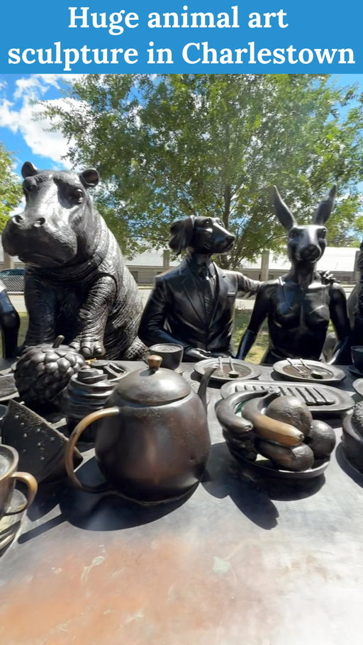 How to get there ⬇️🐰🐨🐅🐙🐘

The 3 sculptures are in Boston’s Charlestown neighborhood and if you’re near the USS Constitution you are at a good starting point. @navyyardgarden 

“The Wild Table of Love” (in the video) can be found on “Lowney Way” at the corner of Fifth Street underneath the Tobin Bridge (if you were to keep going into the neighborhood here you would end up at Bunker Hill Monument.

“The Arms of Friendship” (the one with the big octopus) is next to the USS Constitution, you should see it immediately, it’s so big.

“The Hippo Was Hungry to Try New Things” can be found down the dock way past The Anchor. Get Lunch at @dovetailcharlestown afterward or drinks at @theanchorboston. 

Bring your own tea!