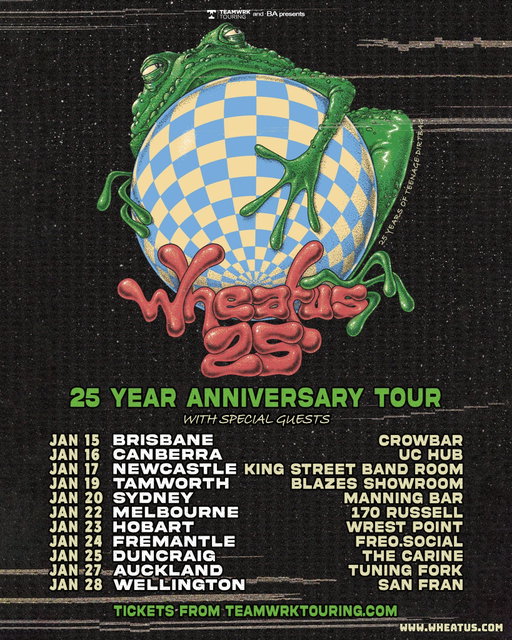 JUST ANNOUNCED!  Wheatus are returning to Australia this January for our first full band headline shows in YEARS to celebrate 25 years of Teenage Dirtbag!  And if that wasn’t enough… we’ll also be doing our first EVER performances in New Zealand!

We'll be playing our debut album in full each night, plus taking your requests for anything else you want to hear.  We can’t wait. 

Presale starts this Wednesday 3 Sept at 9:00 AM AEST - register now via teamwrktouring.com (link in bio)