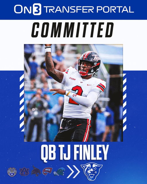Former LSU, Auburn, Texas State, WKU and Tulane QB TJ Finley has enrolled at Georgia State. 

Follow @transferportal for all portal news. 

Finley has thrown for 6,128 yards, 37 touchdowns and 10 interceptions in his career.