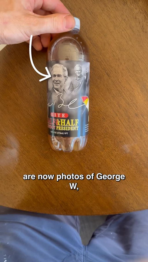 I made an Arizona Iced tea into a George w. Bush Iced Tea. Thank you @fiverr for always helping me get my stupid ideas into reality.
