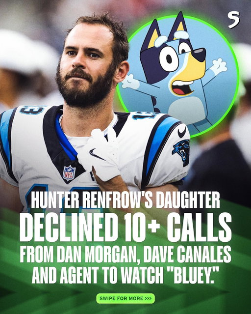 Hunter Renfrow almost missed his chance to join the Panthers over Bluey 😭