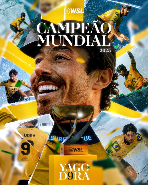 YAGO DORA É O CAMPEÃO MUNDIAL!!!!!🇧🇷🏆

UM FEITO INÉDITO E FENOMENAL NA CARREIRA DE UM DOS SURFISTAS MAIS COMPLETOS DO MUNDO.

AQUI É BRASIL, A TAÇA DO MUNDO É NOSSA! A TEMPESTADE NÃO PARA 💛💚⛈️

#WSLBrasil #BrasilNoWSLFinals #WSLFinalsFiji