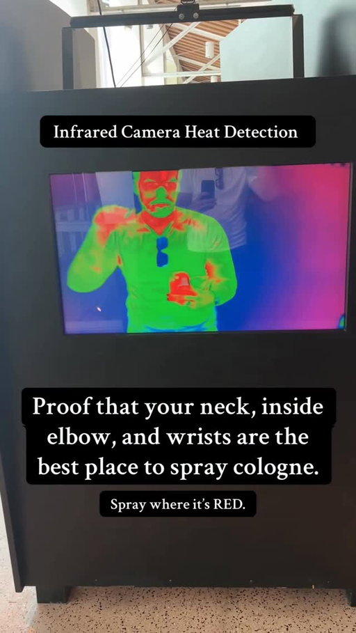 Infrared camera exposes the best spots to spray perfume.