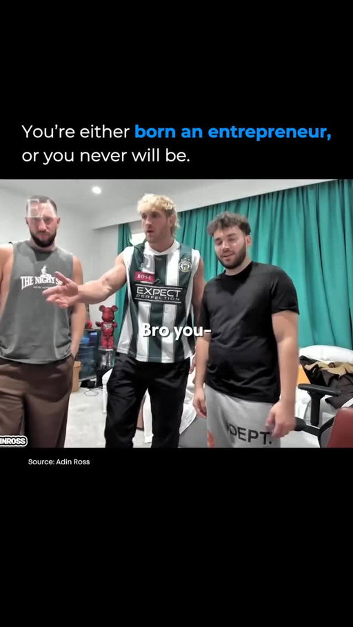Logan Paul, speaking on Adin Ross’ stream, argued that you’re either born an entrepreneur — or you never will be.

He pointed out that with 62,000 people watching live, Adin was charging only $1 for text-to-speech messages. Logan’s advice was blunt: “Charge five. It’s a privilege to get your message read in front of 60,000 people. They could be plugging products and building brands right now.”

While Adin admitted he felt bad about “scamming” his viewers, Logan framed it differently. Entrepreneurs see opportunity where others feel hesitation. It’s about understanding value — and not being afraid to charge for it.

The difference between entertainment and entrepreneurship is perspective. One sees an audience. The other sees a business.

→ Follow us (@entrepreneurarchived) for timeless lessons from the world’s most iconic entrepreneurs.

#business #entrepreneurship #entrepreneur #loganpaul #adinross