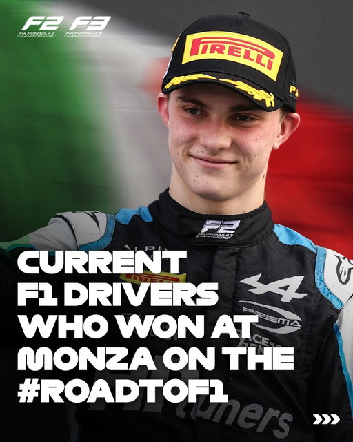 From Monza glory 👉 to the @f1 grid!

Six of today’s stars once stood tall at the Temple of Speed on the #RoadToF1 🏆✨

#F1 #F2 #F3 #ItalianGP