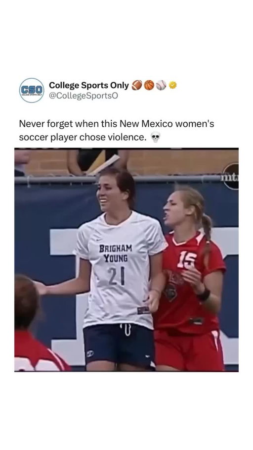 I’m just confused how she played the entire game without a red card 🤣

👉 Elizabeth Lambert was suspended indefinitely by the University of New Mexico after the 2009 incident went viral. She apologized publicly, expressing regret, but faced no further official punishment like charges. She later left soccer and pursued other paths.

(via @collegesportsonly)