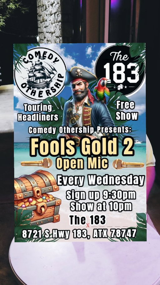 @themobschaub headlining Fools Gold 2 comedy open mic at the @the183atx. 

Every Wednesday at 10pm. Hosted by @coreyadamcomedy @comedyothership
