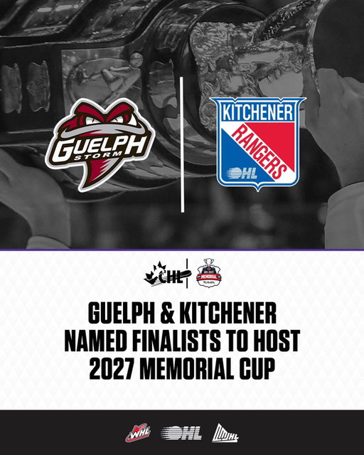 Who will it be? 🤔

The @guelph_storm_ohl and @ohlrangers have been named as finalists to host the 2027 #MemorialCup presented by @kubotacanada!