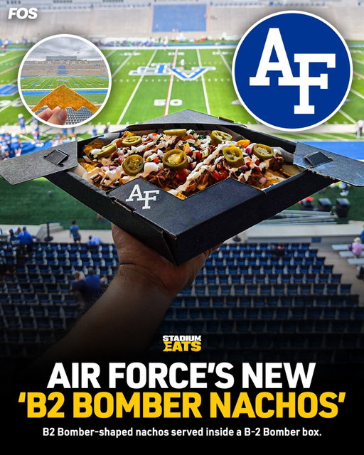 The Air Force is serving up nachos in style — introducing the B2 Bomber Nachos, complete with a stealth jet-shaped box. 

(📸 via @levy.restaurants)