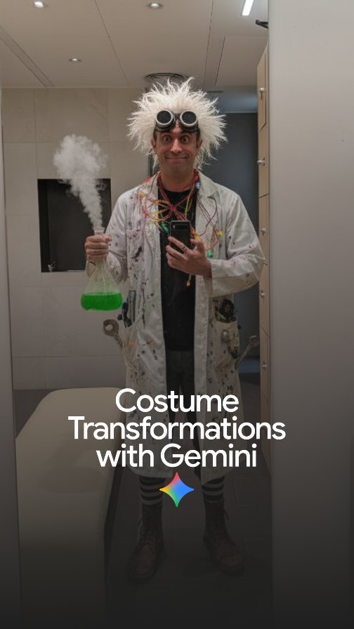 Get ready for spooky season with a little help from @googlegemini 👻✨

Just snap a selfie and ask: "reimagine this person wearing a __ Halloween costume"
