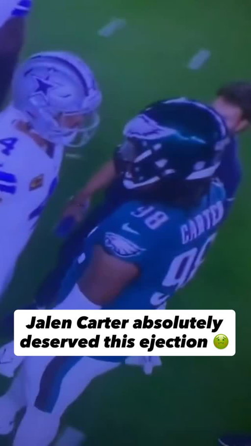 The Eagles Jalen Carter got ejected for SPITTING on Dak Prescott and he absolutely deserved it 🤮 #fyp #nfl
