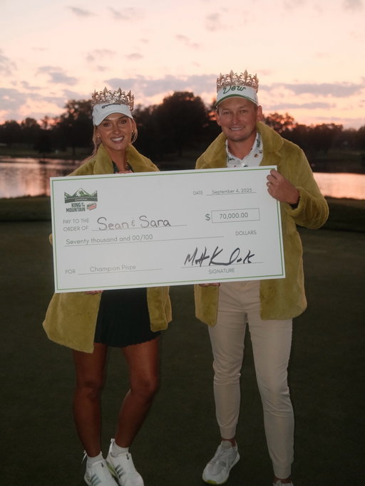 Your winners of the King of the Mountain, @sean_walsh14 and @saramwinter! 🏆 

Presented by @mountaindew 

Huge thanks to @mountaindew, @kemper_lakes, @underdogfantasy, @golfchannel, @shadyrays, @golfnow, @troon, @callawaygolf, @ziprecruiter

📸 @joshhfranz