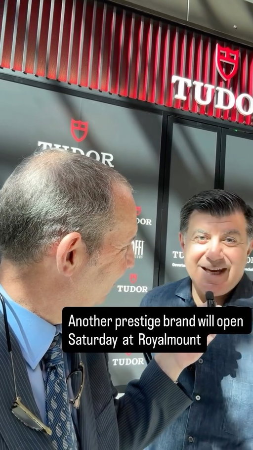 Here is some more breaking news from @royalmount . On Sat. Sept 6 @tudorwatch , the prestigious brand owned by @rolex will official open. Is is being managed by @raffijewellers . I spoke to Kevork Kataroyan, one of the partners. #montrealwatches #montrealshopping #royalmount #tudor #raffijewelers