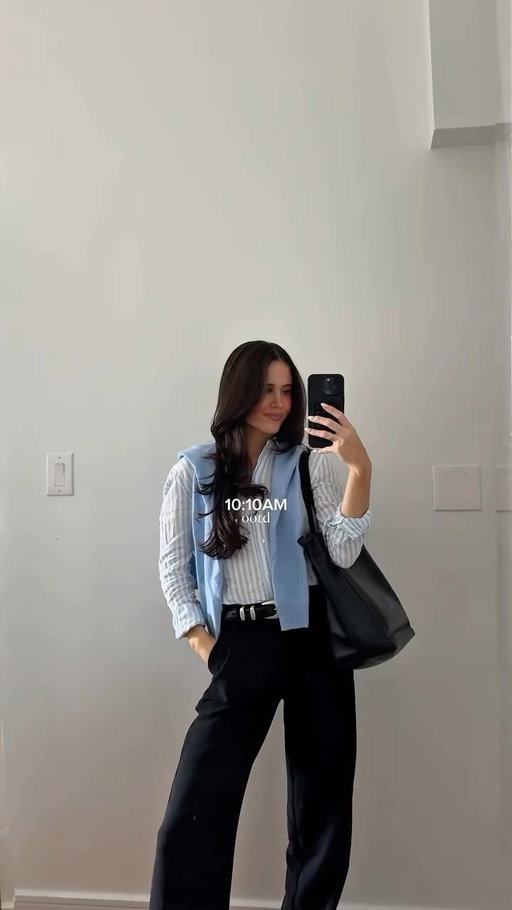 Spend the morning with me working at an investment bank in NYC! 🫖☀️

@peterthomasrothofficial @barrysteagram @aritzia @madewell @colorwowhair
