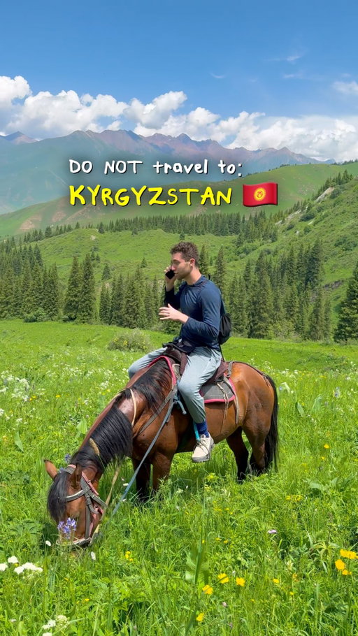 How does this country exist 😭🤯 
————————
📝 KYRGYZSTAN BUCKET LIST 📝:
Kyrgyzstan is one of the most beautiful countries I’ve ever been to, here are the top 10 spots in the country to put on your bucket list:
1. Fairytale Canyon
2. Issyk-Kul Lake
3. Kok-Moinok Canyon
4. Tong Marina hotel (Central Asia futuristic hotel)
5. Jyrgalan Valley
6. Barksoon Waterfall
7. Chon-Kemin Valley
8. Bokonbayevo villages Eagle Show
9. Ak-Sai (Mars) Canyons
10. Ala-Archa National Park 
—————————
👥 TOUR GUIDE 👥: 
It’s really hard logistically in Central Asia to hit all the best spots so I *HIGHLY* recommend getting a tour guide. Here’s the Kyrgyzstan guide we used, they were great:
👤: @nomads_area
—————————
#travel #kyrgyzstan #kyrgyzstantravel #adventure #centralasia