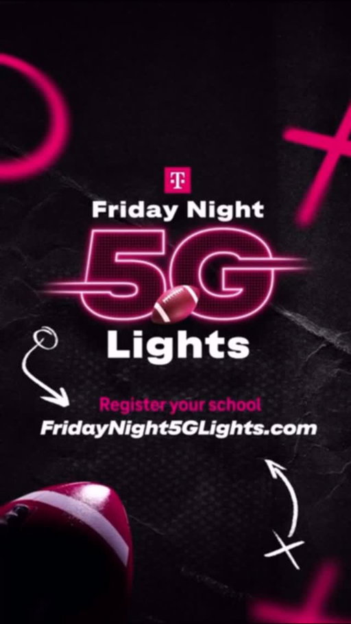 Friday nights just got a glow-up. @tmobile is bringing big-time energy to small towns across the country. Want your school to shine under the brightest lights? Head to FridayNight5GLights.com to see how they can apply. #TMobilePartner #FN5GL
