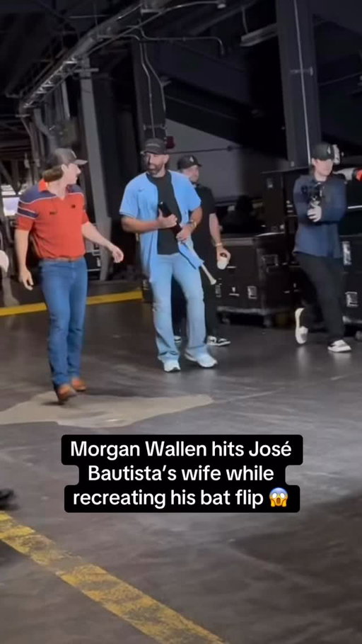 During Morgan Wallen’s walkout, he accidentally hit José Bautista’s wife with the bat‼️ Luckily, she confirmed she was all good at the end of the video 😅🙏 

🎥 @neishabautista 
#bluejays #josebautista #toronto #morganwallen #mlb