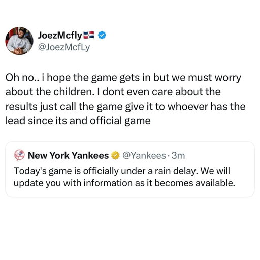 WE HAVE TO THINK OF THE CHILDREN AND THEIR SAFETY! It is of PARAMOUNT IMPORTANCE! #yankees #bluejays