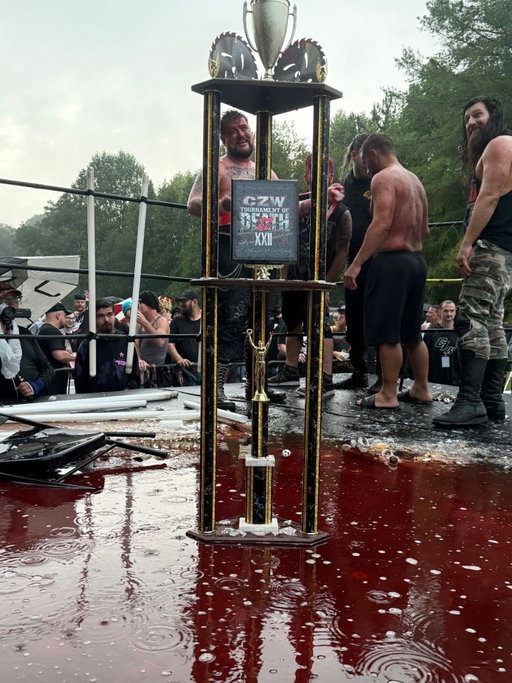Photo by @larry_l3g3nd3 of the trophy.
- CZW ToD22 9/6/2025

#Deathmatch #deathmatchwrestling #ultraviolent #unfnbelievable #prowrestling