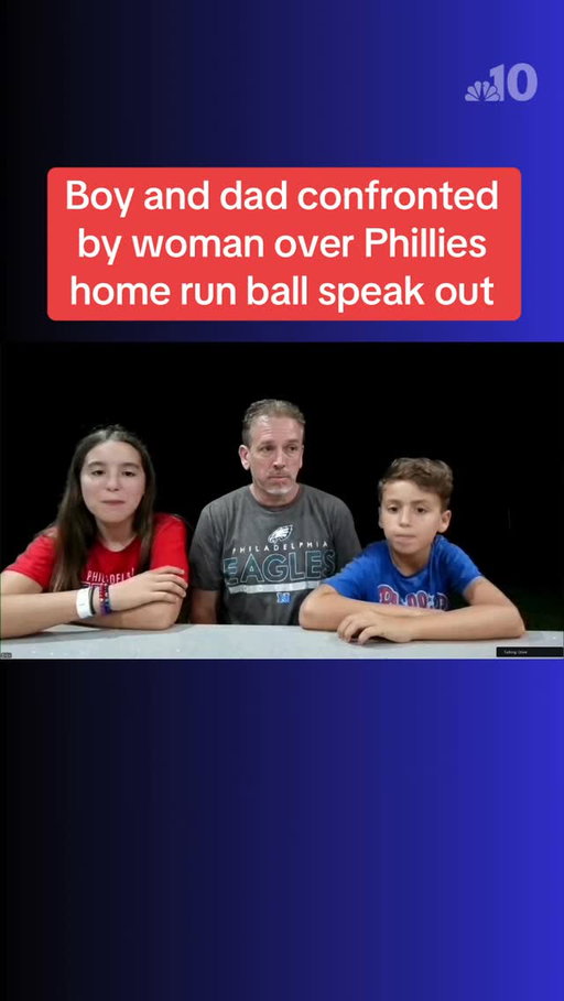 After Drew Feltwell gave his son Lincoln a home run ball that was hit by Harrison Bader during Friday’s Phillies game, a woman angrily confronted him, claiming the ball was hers and demanding he give it to her. After the woman took the ball, Lincoln met Bader who gave him a signed bat. In an exclusive interview, Drew and Lincoln spoke with NBC10’s Kelsey Kushner about the viral moment.

Watch the full interview in the link in bio.