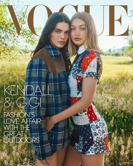 i’ve dreamt of this shoot since my summers spent in Jackson Hole as a little girl. thank you @voguemagazine and Anna for making it come to life! all the more special to do it with you @gigihadid 
Vogue October issue by @lachlanbailey
