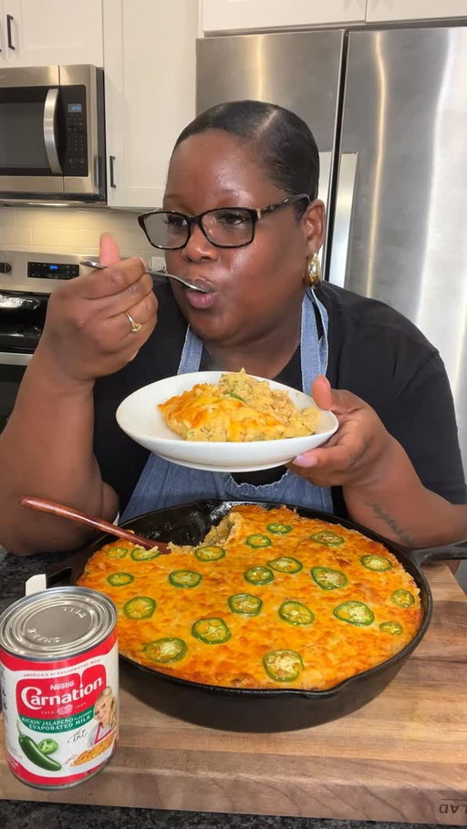 #CarnationPartner Give my cheesy chicken, broccoli & rice jalapeño casserole a try using @carnationmilks NEW Kickin’ Jalapeño Flavored Evaporated Milk featuring @tiniyounger ! It’s So Good! Head to Walmart to get yours today!  Ingredients

3 cups diced cooked chicken

3 cups shredded cheddar cheese

1 cup pepper jack cheese

2 (12 oz) cans Carnation Kickin’ Jalapeño Evaporated Milk

1 stick salted butter

3 tbsp all-purpose flour

1 large jalapeño, diced

2 large jalapeños, sliced (for garnish)

2 cups cooked rice

12 oz frozen broccoli florets (thawed slightly)

2 tsp favorite all-purpose spice blend

½ tsp black pepper

Instructions

Preheat oven to 375°F. Grease a 9x13-inch baking dish.

Make the sauce:

In a large skillet, melt butter over medium heat.

Stir in flour and cook 1 minute to make a roux.

Slowly whisk in the jalapeño flavored evaporated milk until smooth and thickened.

Stir in diced jalapeño, spice blend, black pepper, and 2 cups cheddar + ½ cup pepper jack. Stir until melted into a creamy sauce.

Combine casserole base:

In a large bowl, mix chicken, cooked rice, broccoli, and sauce until well combined.

Assemble:

Spread 1/2 mixture evenly into the baking dish.

Layer with cheeses

Spread remaining mixture evenly

Top with remaining cheeses.

Garnish with sliced jalapeños.

Bake:

Bake uncovered 25–30 minutes, until hot and bubbly with golden cheese on top.

Serve:

Let cool 5 minutes before serving. Creamy, cheesy, with a little jalapeño kick!  #cheesychickencasserole #carnationkickinjalapeno #easyrecipe #homemade​