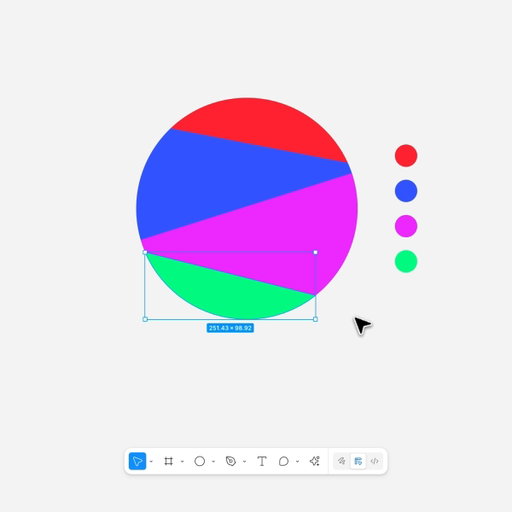 In @figma Design you can easily cut up a shape with a path using the shape builder tool, without moving over to draw! 🤯 

Just draw the path you want to use to "Cut." Just select your object and path and press "M," and click your regions.