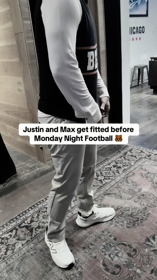 Justin and Max are getting fitted for Monday Night Football at Mugsy 🔥🔥🔥 #nfl #football #chicago #chicagobears #mondaynightfootball