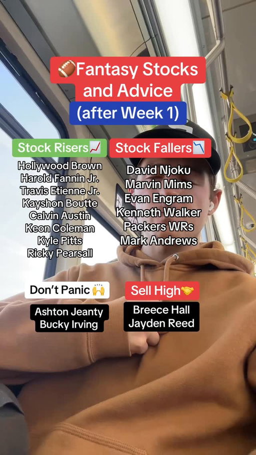 What a Week 1! We are so back!!

Stock Risers: These are players who now have more value/higher projections than the did a week ago. A few of them are beneficiaries of injuries but a lot of them just have more prominent offensive roles than expected.

Stock Fallers: These are the guys who had super concerning usage or performances in Week 1. If I have any of these guys in prominent roles I’m a bit nervous.

Don’t panic on Jeanty or Irving. Their volume was terrific, bigger games will come. 

Consider trading Breece Hall and Jayden Reed who both had very good games but may struggle with volume/consistency. 

#fantasyfootballtips #fantasyfootballadvice #nflweek1