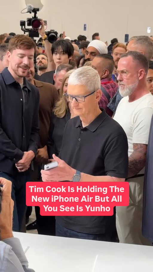 Oh, and Mr. Beast was there too. #ateez #yunho #iphone #timcook #iphoneair