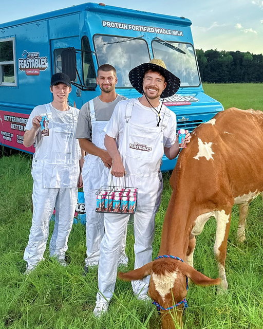 The new Feastables Chocolate Milk is here! #FeastablesPartner

It’s made with real whole milk and Fairtrade cocoa, and loaded with essential vitamins A&D and potassium. It’s now available at Walmart, 7Eleven, and Speedway locations nationwide! I can’t wait for you to try it :)

Go watch the full Feastables Movie on MrBeast 2!