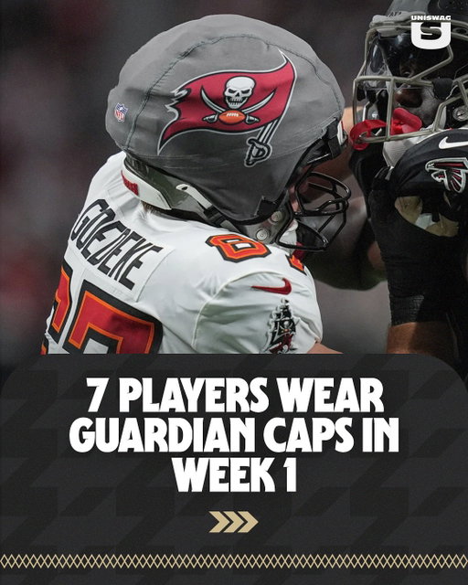 Luke Goedeke, Romeo Doubs, Kevin Dotson, Taylor Rapp, Alaric Jackson, Savion Williams, and JD Bertrand all wore Guardian Caps during their Week 1 games.

#uniswag