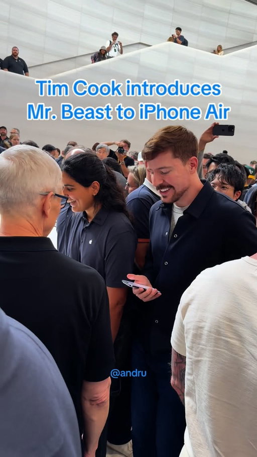 When @mrbeast got his hands on the new iPhone Air with Tim Cook at the iPhone 17 event! @apple #iphoneair #iphone17 #mrbeast #techreels