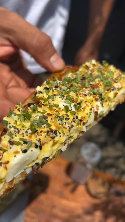 BOKER TOAST - an open faced borekas topped with tapenade, egg salad, chives and seasoning.
served with freshly sliced persian cucumbers on the side. @bo.re.kas 

#breakfast #lafoodie #special #laeats #foodie