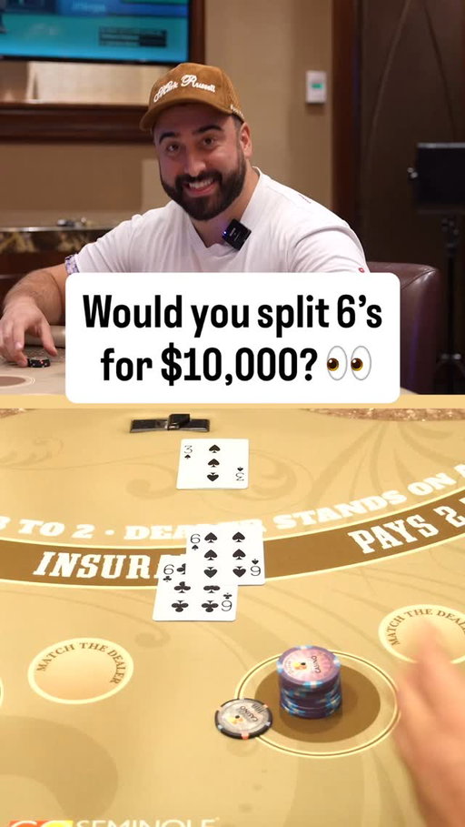 My $20,000 swing hand playing blackjack at Cocconut Creek Casino. Should I have not split? 👀
