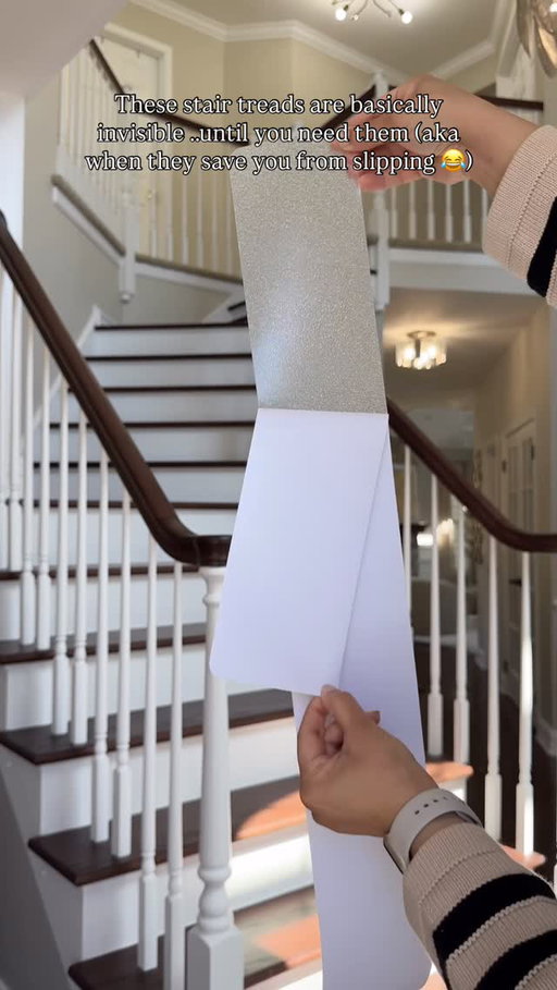 We removed the carpet from the stairs because we wanted hardwood floors … but guess who was the first one that slipped and came down rolling 🙋🏻‍♀️😅 I have tried many but these clear ones are the BEST & SAFEST option! 

To shop type below : Stair treads