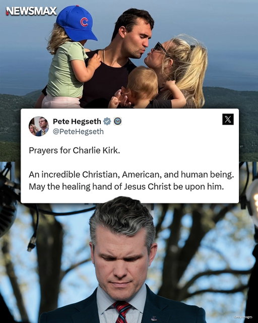 U.S. Secretary of War Pete Hegseth sent prayers to Charlie Kirk after the Turning Point USA founder was shot during a college speaking event in Utah.⁣
⁣
"May the healing hand of Jesus Christ be upon him."⁣
⁣
For more on this developing story, visit the link in our bio or NEWSMAX.com.