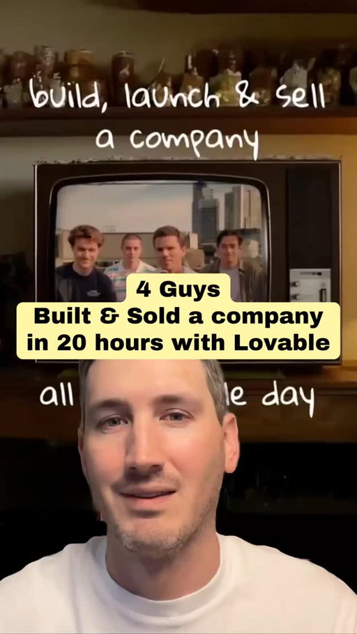 These 4 guys built and sold a company in 20 hours using Lovable.

This story is insane!
#lovable #ai #vibecoding #aitools