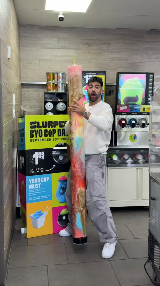 I post 🔥 food deals. Follow me @aminshaykho for more! 7-Eleven has $2 bring your own cup on September 13 🥤#7eleven #fastfood #slurpee