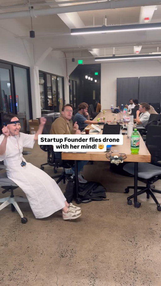 Startup founder making a drone fly with her mind controlling it! Silicon Valley is crazy! My trip to founders inc has been crazy!