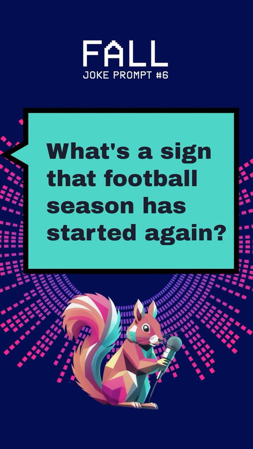 What are some signs that football season has started up again? 

New podcast episode out now! Listen to the full episode for a ton more joke prompts and silliness!
With @heatherrwinter 
Link tree in bio.
🔗 

Download joke prompts for free at Patreon.com/squirrelclub

Write jokes about fall with us!

.
.
.

#standup #comedy #podcast #writing #jokes #motivation #comedians #funny #fyp 
#inspiration #improv #random #fun #crowdwork #edgy #squirrels #silly #Minnesota #LosAngeles #writingcommunity #Stories #OneLiners #nfl #Football #Lions #AaronRodgers #Tattoos #ThursdayNightFootball #Packers #Steelers