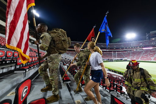 Before the sun rose on Athens, UGA ROTC and local first responders climbed 120 stairs 19 times to pay tribute to the 110 stories first responders climbed in the World Trade Center 🇺🇸
