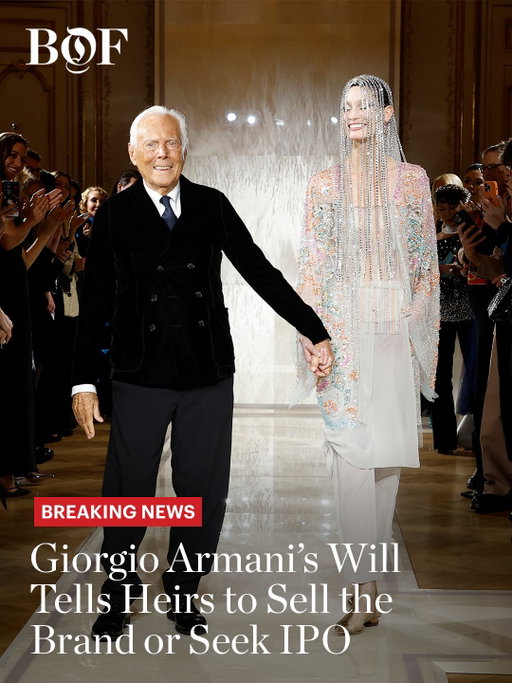 The will of late fashion designer Giorgio Armani instructs heirs to sell a 15 percent stake in the Italian fashion house within 18 months and later transfer an additional 30 percent to 54.9 percent to the same buyer between three and five years after his death, according to a copy of the will reviewed by Reuters.

In alternative, an initial public offering should be pursued, the will said.

The will also states that priority should be given to luxury giant LVMH beauty heavyweight L’Oréal, eyewear leader EssilorLuxottica or other groups.

Heirs should consider other fashion and luxury companies with which Armani’s company has commercial ties for a future sale.

Read the full story #linkinbio 

✍️ Elisa Jucca and Alvise Armellini, Reuters 
📷 Getty Images