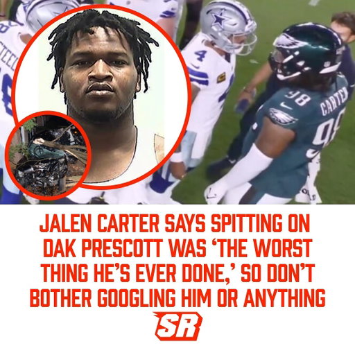 —On opening night, Eagles DT Jalen Carter was ejected from competition for what Carter is calling, “The worst thing I’ve ever done in my life, period. No further investigation needed.” 

Carter’s “worst thing ever done” kicked into high gear when Carter launched a championship-sized loogie at Cowboys QB Dak Prescott. 

The All-Pro admits vehemently...

READ FULL ARTICLE IN LINK IN BIO